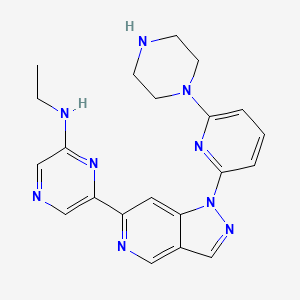 molecular formula C21H23N9 B10837201 N-ethyl-6-[1-(6-piperazin-1-ylpyridin-2-yl)pyrazolo[4,3-c]pyridin-6-yl]pyrazin-2-amine 