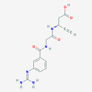 molecular formula C15H17N5O4 B10837329 (3R)-3-[[2-[(3-guanidinobenzoyl)amino]acetyl]amino]pent-4-ynoic acid 