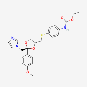 ethyl N-[4-[[(2S)-2-(imidazol-1-ylmethyl)-2-(4-methoxyphenyl)-1,3-dioxolan-4-yl]methylsulfanyl]phenyl]carbamate