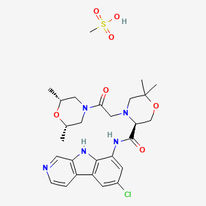 (S)-N-(6-chloro-9H-pyrido[3,4-b]indol-8-yl)-4-(2-((2S,6R)-2,6-dimethylmorpholino)-2-oxoethyl)-6,6-dimethylmorpholine-3-carboxamide mesylate