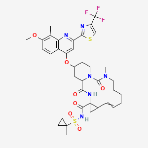 18-[7-methoxy-8-methyl-2-[4-(trifluoromethyl)-1,3-thiazol-2-yl]quinolin-4-yl]oxy-13-methyl-N-(1-methylcyclopropyl)sulfonyl-2,14-dioxo-3,13,15-triazatricyclo[13.4.0.04,6]nonadec-7-ene-4-carboxamide