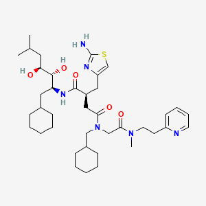 molecular formula C39H62N6O5S B10837660 (2S)-2-[(2-amino-1,3-thiazol-4-yl)methyl]-N-[(2S,3R,4S)-1-cyclohexyl-3,4-dihydroxy-6-methylheptan-2-yl]-N'-(cyclohexylmethyl)-N'-[2-[methyl(2-pyridin-2-ylethyl)amino]-2-oxoethyl]butanediamide 