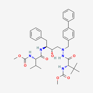 molecular formula C38H51N5O7 B10837687 2,5,6,10,13-Pentaazatetradecanedioic acid, 6-((1,1'-biphenyl)-4-ylmethyl)-3-(1,1-dimethylethyl)-8-hydroxy-12-(1-methylethyl)-4,11-dioxo-9-(phenylmethyl)-, dimethyl ester, (3S,8S,9S,12S)- CAS No. 191594-60-2