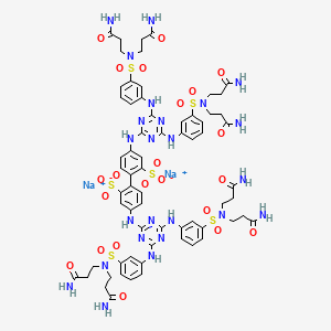 disodium;5-[[4,6-bis[3-[bis(3-amino-3-oxopropyl)sulfamoyl]anilino]-1,3,5-triazin-2-yl]amino]-2-[4-[[4,6-bis[3-[bis(3-amino-3-oxopropyl)sulfamoyl]anilino]-1,3,5-triazin-2-yl]amino]-2-sulfonatophenyl]benzenesulfonate