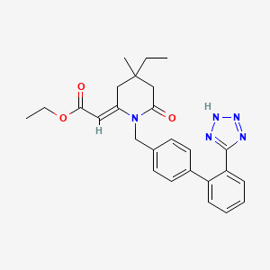 ethyl (2E)-2-[4-ethyl-4-methyl-6-oxo-1-[[4-[2-(2H-tetrazol-5-yl)phenyl]phenyl]methyl]piperidin-2-ylidene]acetate