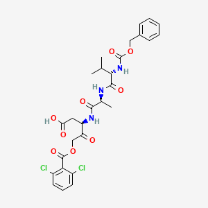 (3R)-5-(2,6-dichlorobenzoyl)oxy-3-[[(2S)-2-[[(2S)-3-methyl-2-(phenylmethoxycarbonylamino)butanoyl]amino]propanoyl]amino]-4-oxopentanoic acid