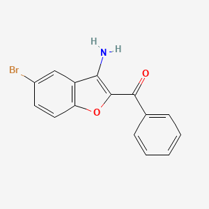 molecular formula C15H10BrNO2 B10838237 (3-Amino-5-bromo-benzofuran-2-yl)-phenyl-methanone 