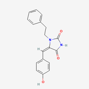 molecular formula C18H16N2O3 B10838493 (E)-5-(4-Hydroxybenzylidene)-1-phenethylhydantoin 