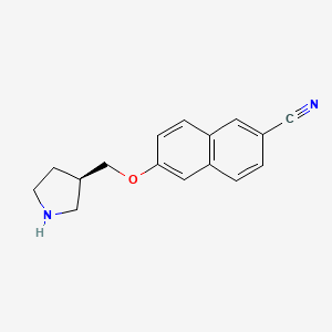 molecular formula C16H16N2O B10838633 (R)-6-(pyrrolidin-3-ylmethoxy)-2-naphthonitrile 