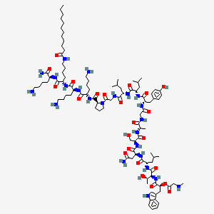 molecular formula C100H165N23O23 B10838787 (Sar)WTLNSAGYLLGPKK(Lys-lauroyl)K 