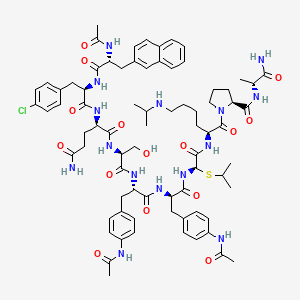 molecular formula C76H100ClN15O15S B10838962 [D-Gln3,D-Ncy(isopropyl)7]acyline 