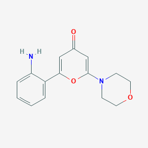 molecular formula C15H16N2O3 B10840655 2-(2-aminophenyl)-6-morpholino-4H-pyran-4-one 