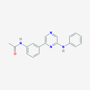 molecular formula C18H16N4O B10841214 2-(Phenylamino)-6-(3-acetamidophenyl)pyrazine 