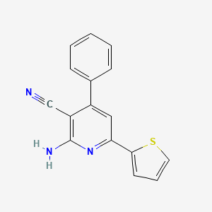 molecular formula C16H11N3S B10841521 2-Amino-4-phenyl-6-thiophen-2-yl-nicotinonitrile 