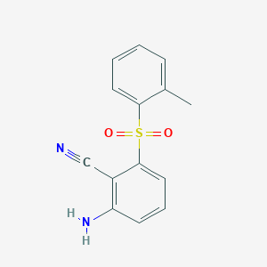 molecular formula C14H12N2O2S B10841529 2-Amino-6-(toluene-2-sulfonyl)-benzonitrile 