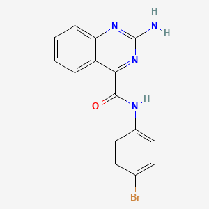 molecular formula C15H11BrN4O B10841560 2-Aminoquinazoline-4-carboxy-(4-bromophenyl)amide 