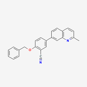 molecular formula C24H18N2O B10841577 2-Benzoxy-5-(2-methylquinolin-7-yl)benzonitrile 