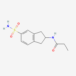 molecular formula C12H16N2O3S B10841702 N-(5-sulfamoyl-2,3-dihydro-1H-inden-2-yl)propanamide 