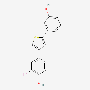 molecular formula C16H11FO2S B10841706 2-Fluoro-4-[5-(3-hydroxyphenyl)-3-thienyl]phenol 