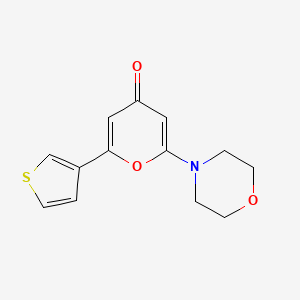 molecular formula C13H13NO3S B10842001 2-morpholino-6-(thiophen-3-yl)-4H-pyran-4-one 