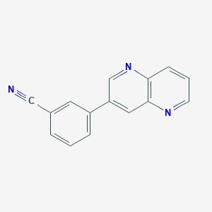 molecular formula C15H9N3 B10842141 3-(1,5-Naphthyridin-3-yl)benzonitrile 