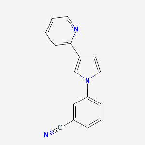 molecular formula C16H11N3 B10842388 3-(3-Pyridin-2-yl-pyrrol-1-yl)-benzonitrile 