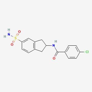 molecular formula C16H15ClN2O3S B10844126 4-Chloro-N-(5-sulfamoyl-indan-2-yl)-benzamide 