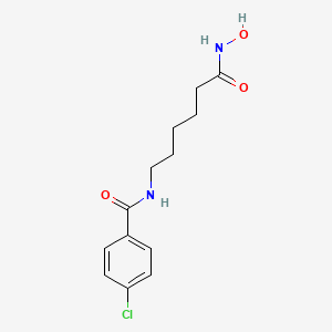 molecular formula C13H17ClN2O3 B10844162 4-Chloro-N-(5-hydroxycarbamoyl-pentyl)-benzamide 