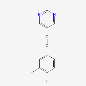 molecular formula C13H9FN2 B10844491 5-(2-(4-Fluoro-3-methylphenyl)ethynyl)pyrimidine 