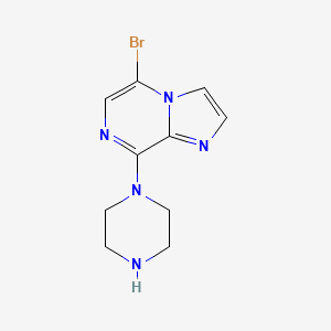 molecular formula C10H12BrN5 B10844729 5-Bromo-8-piperazin-1-yl-imidazo[1,2-a]pyrazine 