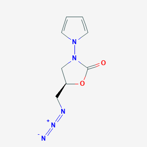 molecular formula C8H9N5O2 B10844779 (5R)-5-(azidomethyl)-3-pyrrol-1-yl-1,3-oxazolidin-2-one 