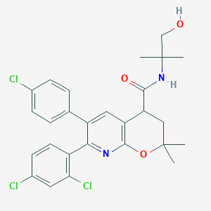 6-(4-Chlorophenyl)-7-(2,4-dichlorophenyl)-N-(1-hydroxy-2-methylpropan-2-YL)-2,2-dimethyl-3,4-dihydro-2H-pyrano[2,3-B]pyridine-4-carboxamide (enantiomeric mix)