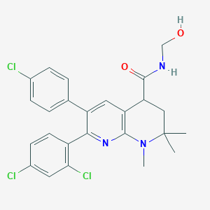 6-(4-Chlorophenyl)-7-(2,4-dichlorophenyl)-N-(hydroxymethyl)-1,2,2-trimethyl-1,2,3,4-tetrahydro-1,8-naphthyridine-4-carboxamide (enantiomeric mix)