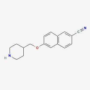 molecular formula C17H18N2O B10845057 6-(Piperidin-4-ylmethoxy)-2-naphthonitrile 