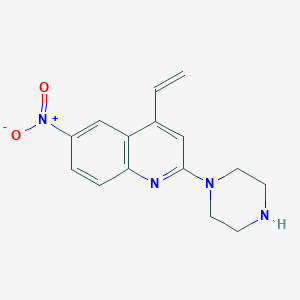 molecular formula C15H16N4O2 B10845338 6-Nitro-2-piperazin-1-yl-4-vinyl-quinoline 