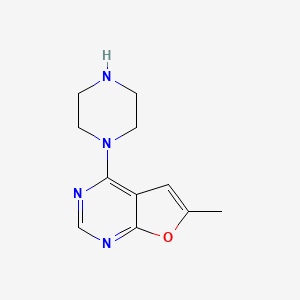 molecular formula C11H14N4O B10845348 6-Methyl-4-(piperazin-1-yl)furo[2,3-d]pyrimidine 