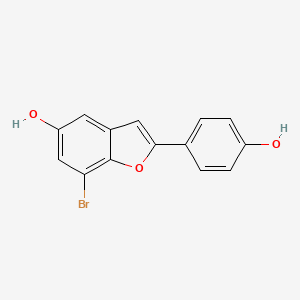 molecular formula C14H9BrO3 B10845550 7-Bromo-2-(4-hydroxy-phenyl)-benzofuran-5-ol 