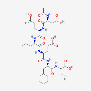 molecular formula C34H54N6O14S B10846177 AcAsp-D-Glu-Leu-Glu-Cha-Cys 