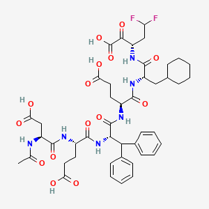 molecular formula C45H56F2N6O15 B10846184 AcAsp-Glu-Dif-Glu-Cha-Fab 