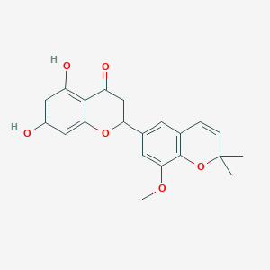 molecular formula C21H20O6 B10846198 5,7-Dihydroxy-2-(8-methoxy-2,2-dimethylchromen-6-yl)-2,3-dihydrochromen-4-one 