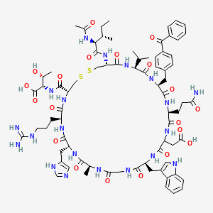 molecular formula C76H102N20O20S2 B10846295 Ac-I[CV(Bpa)QDWGAHRC]T 