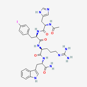 molecular formula C34H42IN11O5 B10846319 Ac-His-DPhe(pI)-Arg-Trp-NH2 