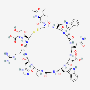 molecular formula C72H101N21O19S2 B10846369 Ac-I[CVWQDWG(Abu)HRC]T-NH2 