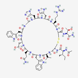 molecular formula C74H102N24O18S2 B10846371 Ac-I[CVWQDWGHHRC]T-NH2 