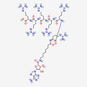 2-[[2-[[2-[[2-[[2-[[2-[8-[[5-(6-Aminopurin-9-yl)-3,4-dihydroxyoxolane-2-carbonyl]amino]octanoylamino]-5-(diaminomethylideneamino)pentanoyl]amino]-5-(diaminomethylideneamino)pentanoyl]amino]-5-(diaminomethylideneamino)pentanoyl]amino]-5-(diaminomethylideneamino)pentanoyl]amino]-5-(diaminomethylideneamino)pentanoyl]amino]-5-(diaminomethylideneamino)pentanoic acid