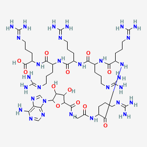 2-[[2-[[2-[[2-[[2-[[2-[[2-[[5-(6-Aminopurin-9-yl)-3,4-dihydroxyoxolane-2-carbonyl]amino]acetyl]amino]-5-(diaminomethylideneamino)pentanoyl]amino]-5-(diaminomethylideneamino)pentanoyl]amino]-5-(diaminomethylideneamino)pentanoyl]amino]-5-(diaminomethylideneamino)pentanoyl]amino]-5-(diaminomethylideneamino)pentanoyl]amino]-5-(diaminomethylideneamino)pentanoic acid