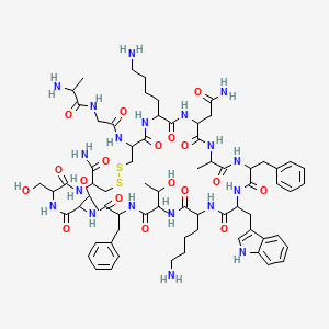 molecular formula C70H101N19O18S2 B10846762 H-DL-Ala-Gly-DL-Cys(1)-DL-Lys-DL-Asn-DL-Ala-DL-Phe-DL-Trp-DL-Lys-DL-xiThr-DL-Phe-DL-xiThr-DL-Ser-DL-Cys(1)-NH2 