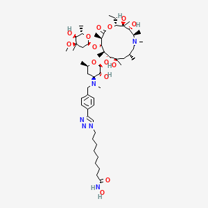 molecular formula C55H94N6O14 B10846878 Azithromycin-N-benzyltriazolylnonahydroxamic Acid 