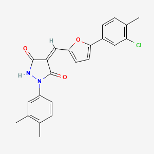 molecular formula C23H19ClN2O3 B10846896 (4Z)-4-{[5-(3-chloro-4-methylphenyl)furan-2-yl]methylidene}-1-(3,4-dimethylphenyl)pyrazolidine-3,5-dione 