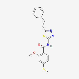 molecular formula C19H19N3O2S2 B10846898 2-methoxy-4-(methylthio)-N-(5-phenethyl-1,3,4-thiadiazol-2-yl)benzamide 